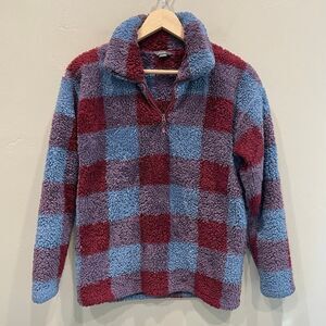 Columbia Women's Checkered Plush Fleece Quarter Zip Pullover - Size: Small
